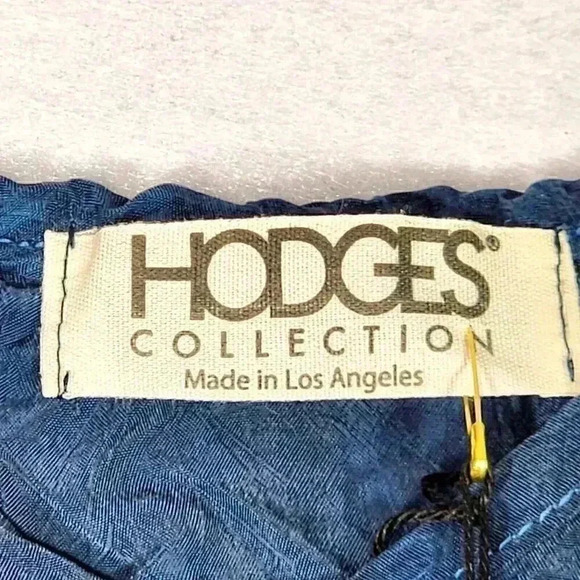 Hodges Collection Women's Navy White Dip Dress L Tie Dye Made in LA D242 NWT - Picture 2 of 15